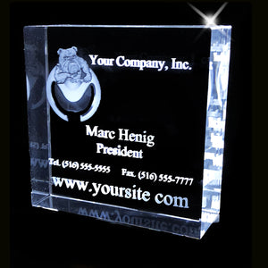 YOUR LOGO INSIDE A HIGHLY POLISHED SQUARE OPTICAL CRYSTAL 3”x3”x1.5”