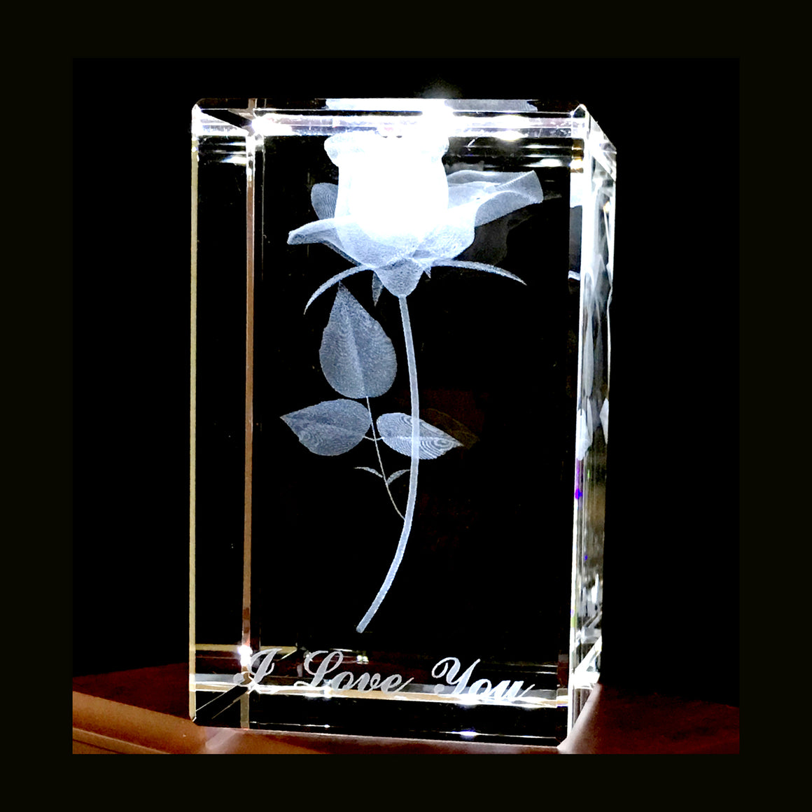 3D Rose inside a Crystal