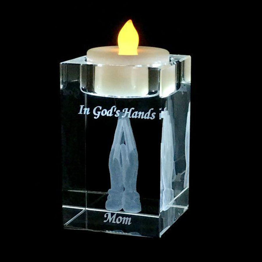 PRAYING HANDS IN 3D INSIDE CRYSTAL
