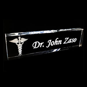 Name Plate in optical crystal 10” and 6" available