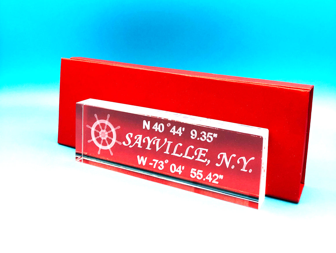 NAME PLATE 6”  with your Town and Coordinates