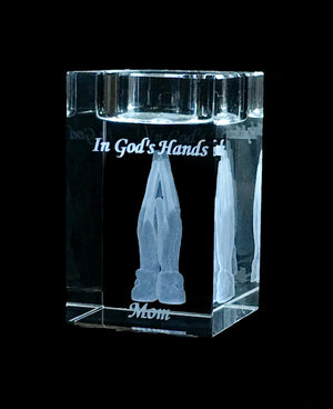 Crystal 3D Prayer Hands Candle Holder 2”x3”x2”