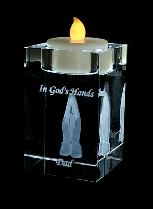 Crystal 3D Prayer Hands Candle Holder 2”x3”x2”