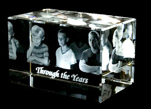 LARGE RECTANGULAR CRYSTAL  WITH 3D IMAGE- (PORTRAIT 3"X5"X3")