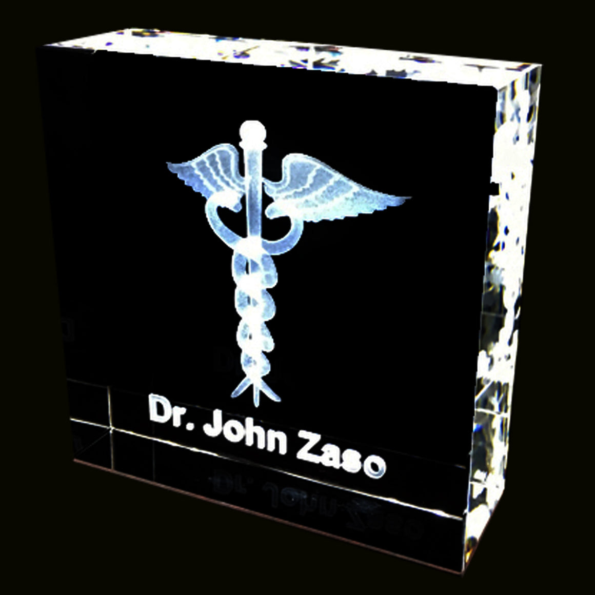 Medical Caduceus 3D personalized Crystal
