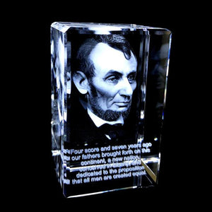 ABRAHAM LINCOLN IN A SMALL RECTANGULAR CRYSTAL