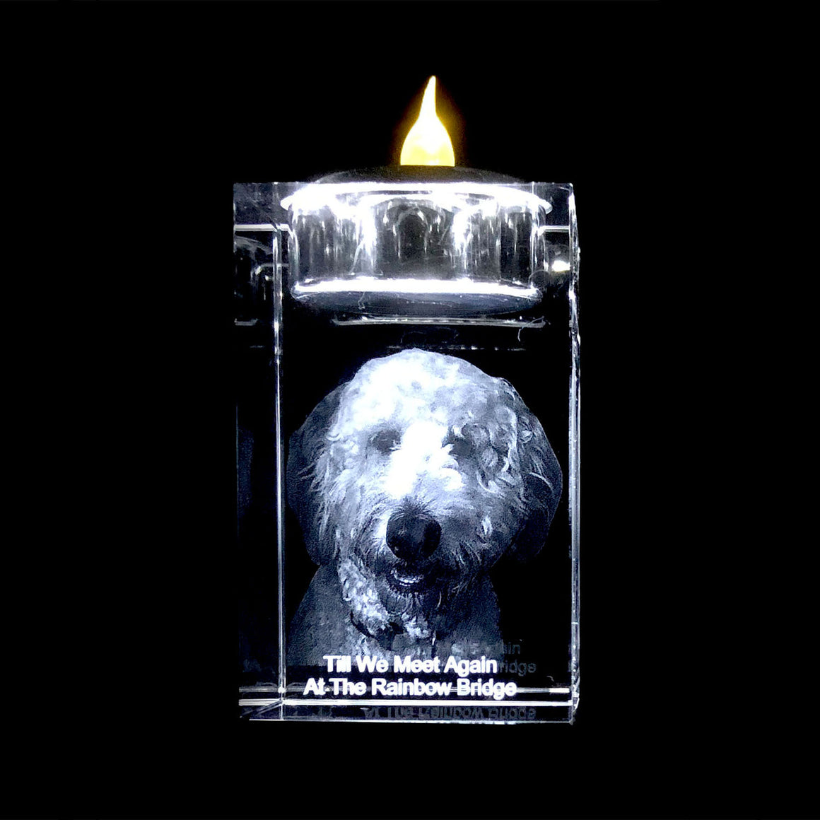 YOUR PET IN 3D INSIDE A SMALL CRYSTAL- CANDLE HOLDER